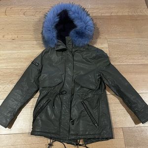 SAM PARKA || Army green with blue fox fur